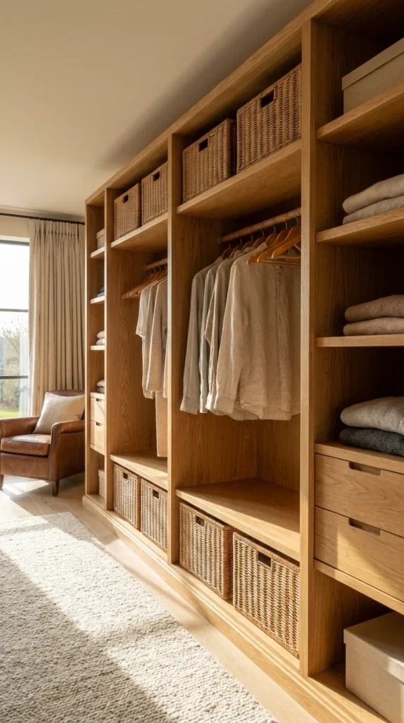 Opter pour un dressing en bois massif ou en osier