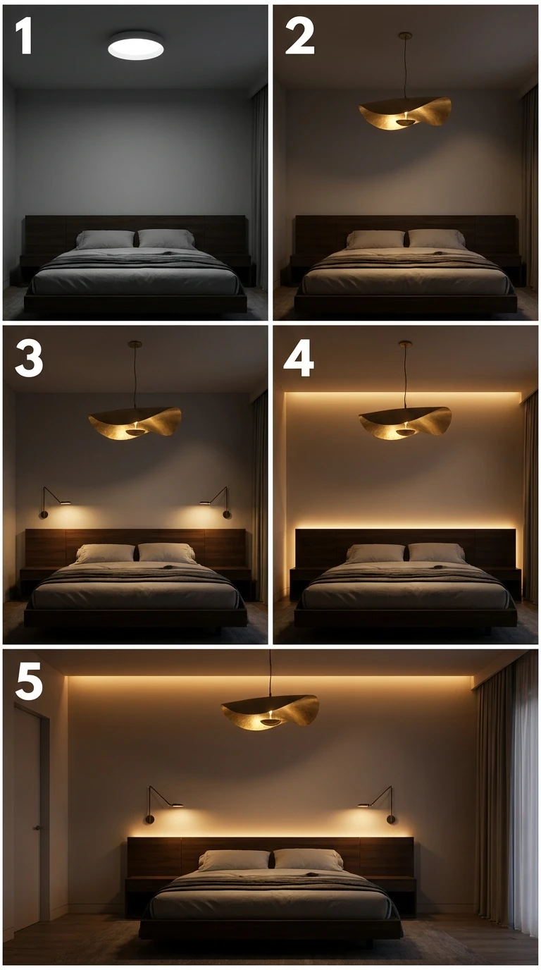 Éclairage modulable et architectural pour une chambre moderne