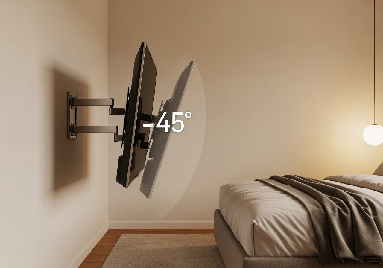 Support TV mural pivotant pour chambre à coucher