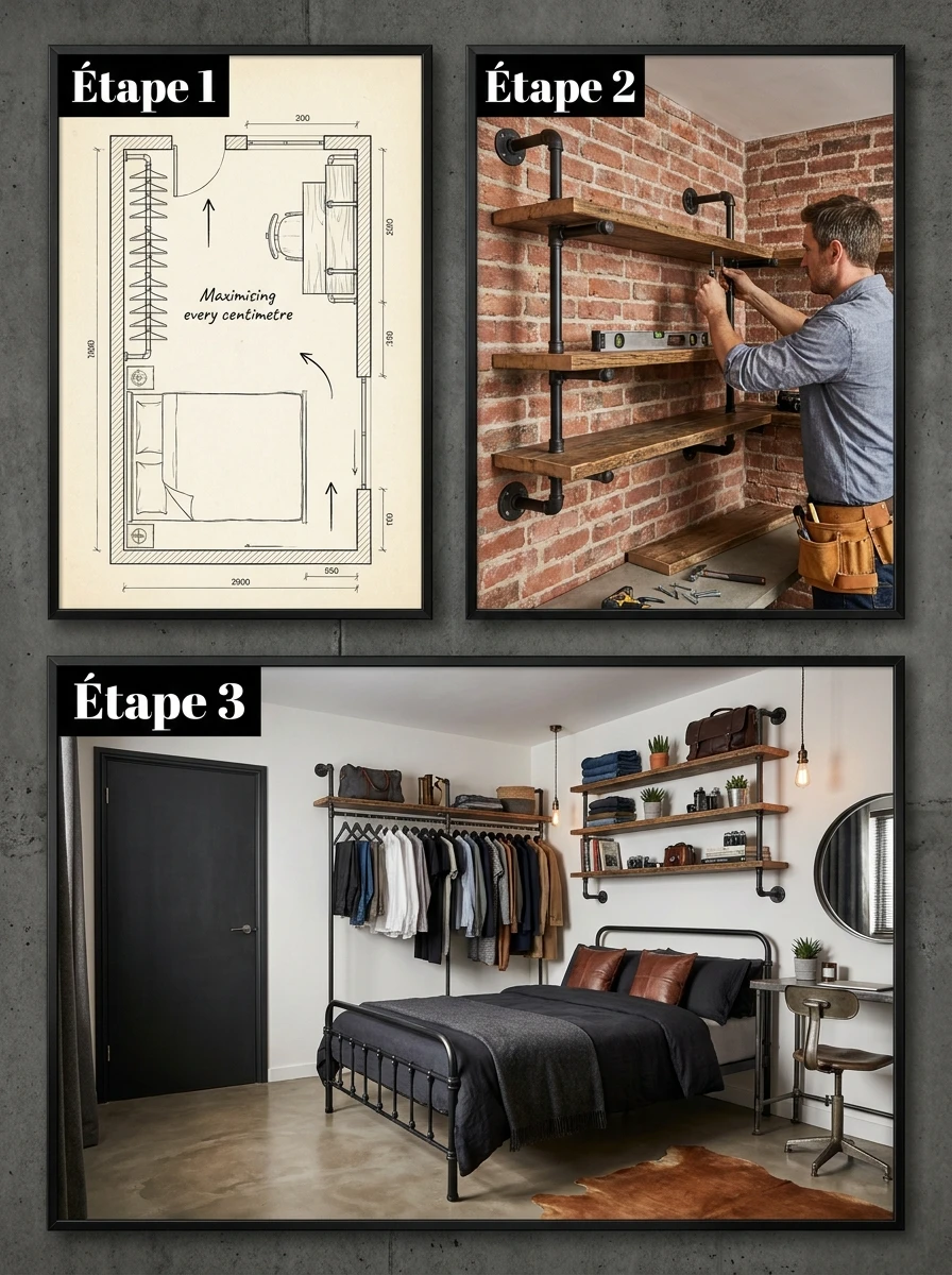 Optimiser une petite chambre parentale avec le style industriel