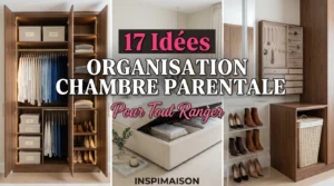 Organisation et rangement astucieux pour une chambre parentale moderne.