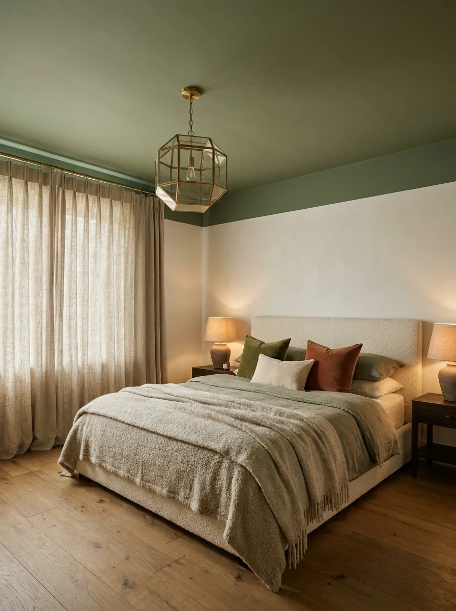 Peindre le plafond en couleur pour un effet cocooning
