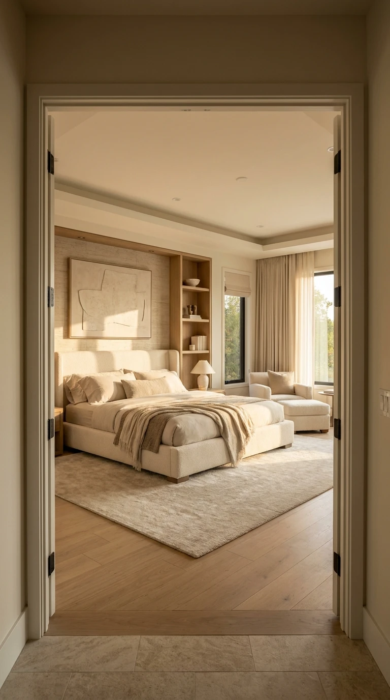 Aménagement d'une chambre : lit positionné face à l'entrée