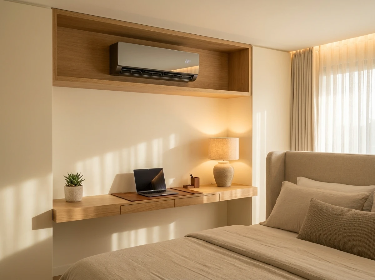 Aménagement d'un bureau de chambre avec climatisation intégrée