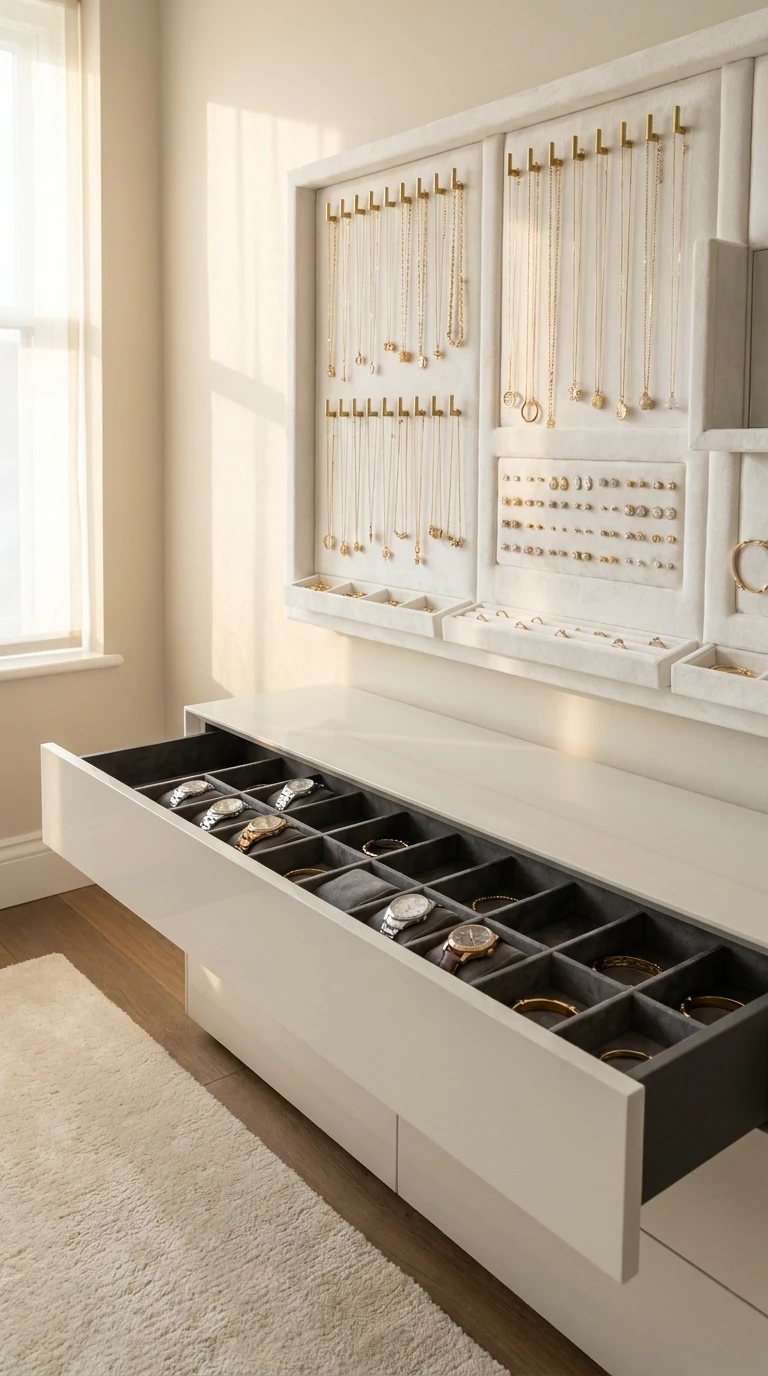 Prévoir un espace dédié aux bijoux et accessoires