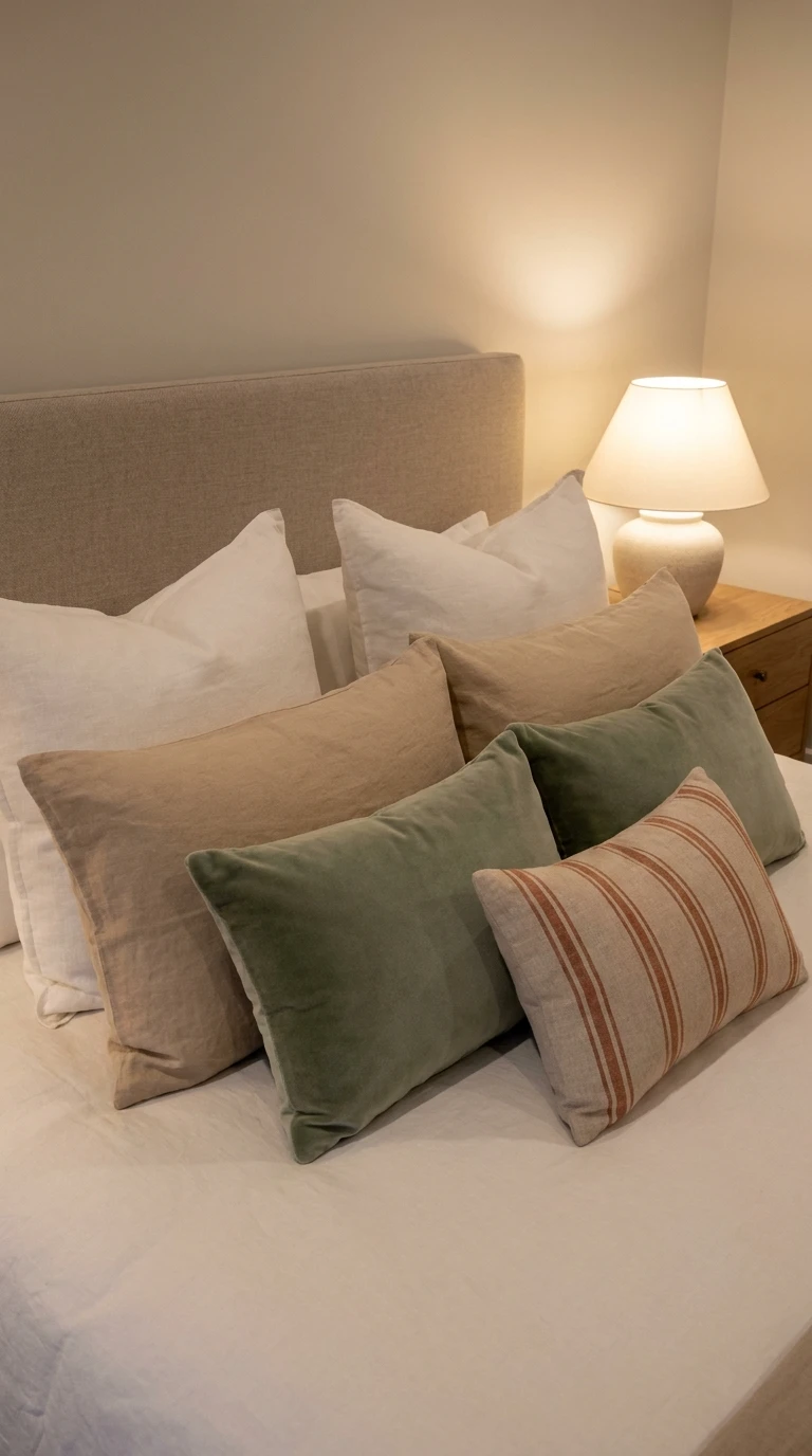L'art de superposer les coussins de lit avec intention