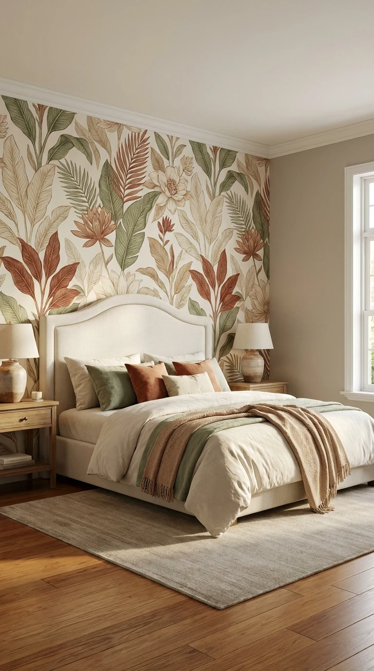 Utiliser le papier peint floral comme mur d'accent