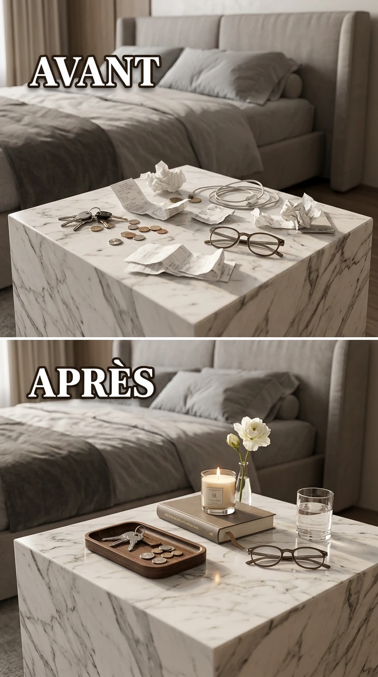 Rangement et organisation d'une table de chevet : Avant/Après