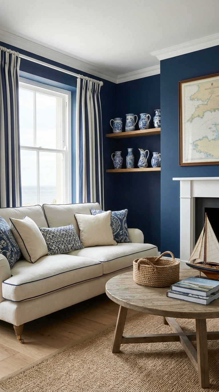 Associer le Bleu Marine et le Blanc Cassé pour le Style Côtier Anglais