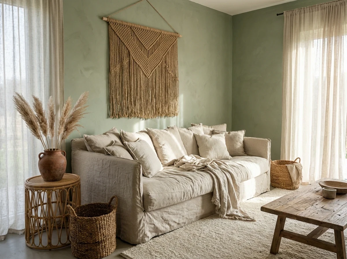 Associer le Vert et le Lin pour un Style Naturel et Bohème