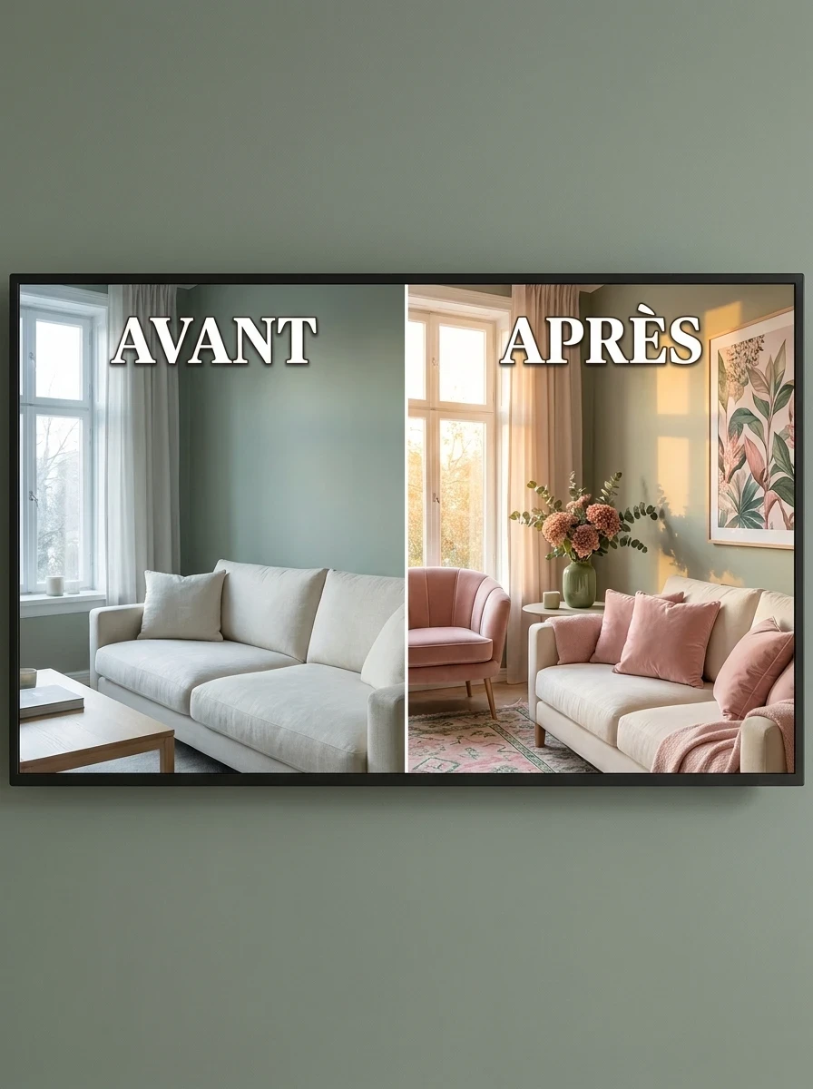 Associer le Vert et le Rose Poudré pour un Salon Romantique