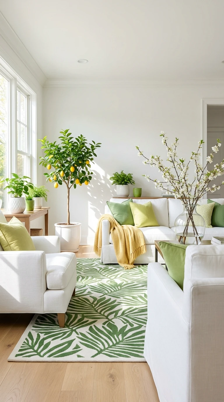 Associer le Vert, le Jaune et le Blanc pour le Salon Printanier