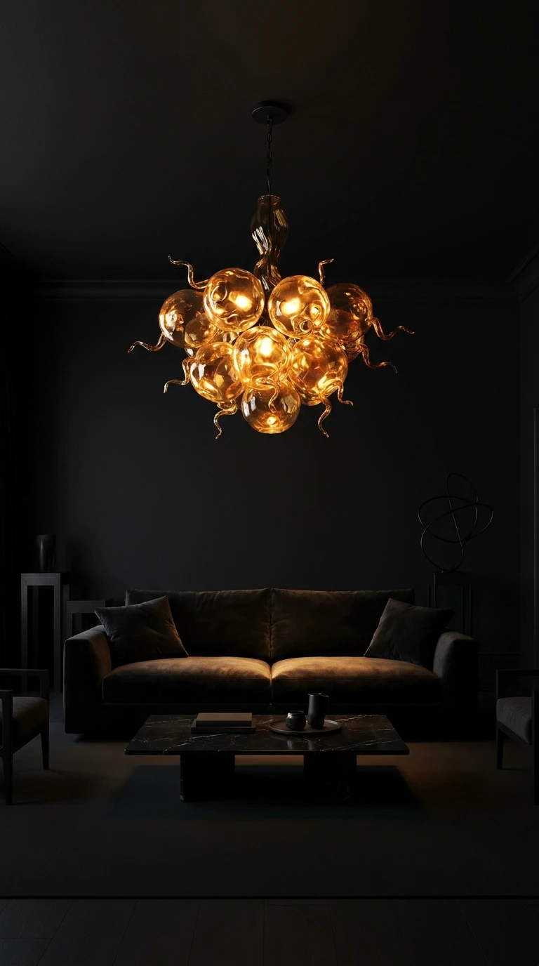 Choisir un Luminaire Sculptural en Contraste avec le Fond Noir