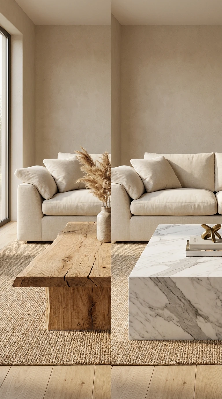 Choisir une Table Basse en Bois Brut ou en Marbre