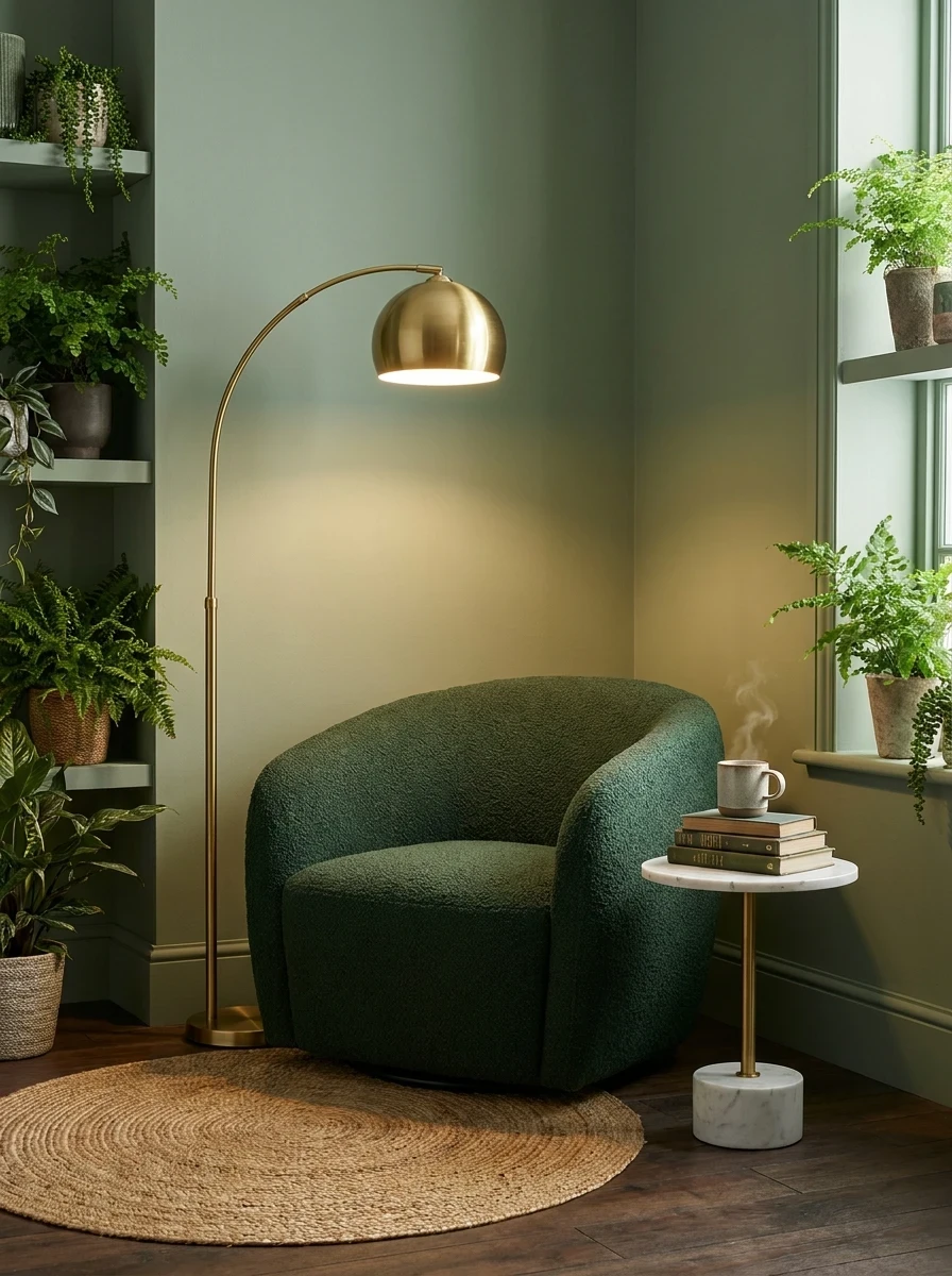 Créer un Coin Lecture Vert avec Fauteuil et Lampe
