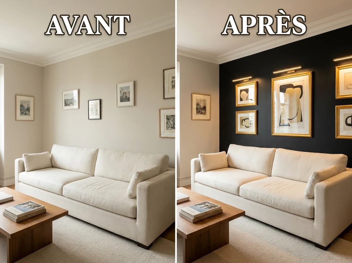 Créer un Mur Accent Noir derrière le Canapé