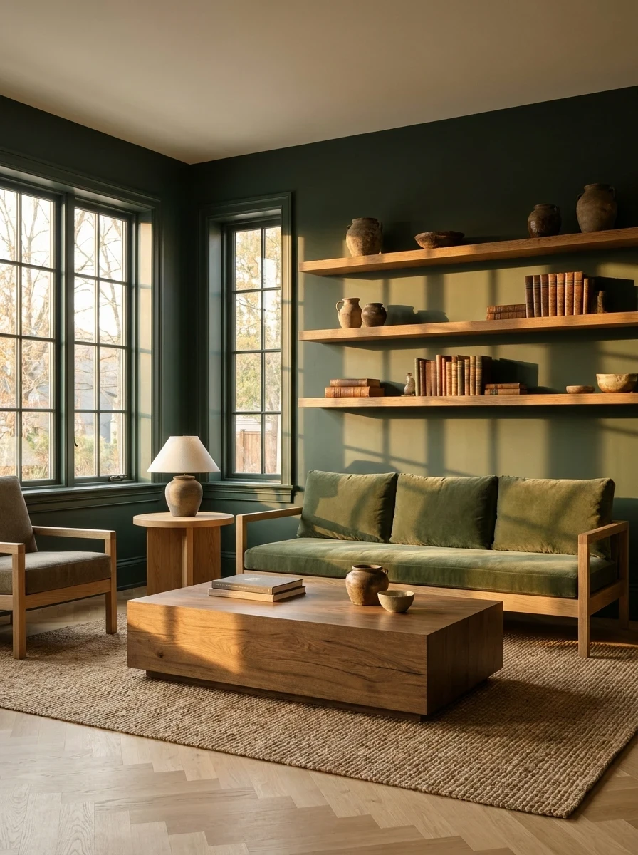 Créer un Salon Vert et Bois : l'Association Intemporelle