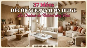 Trois salons beiges modernes, ambiance naturelle et chaleureuse, mobilier élégant.