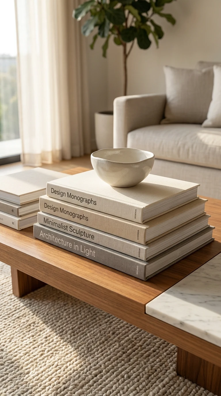 Empiler des Livres d'Art sur la Table Basse