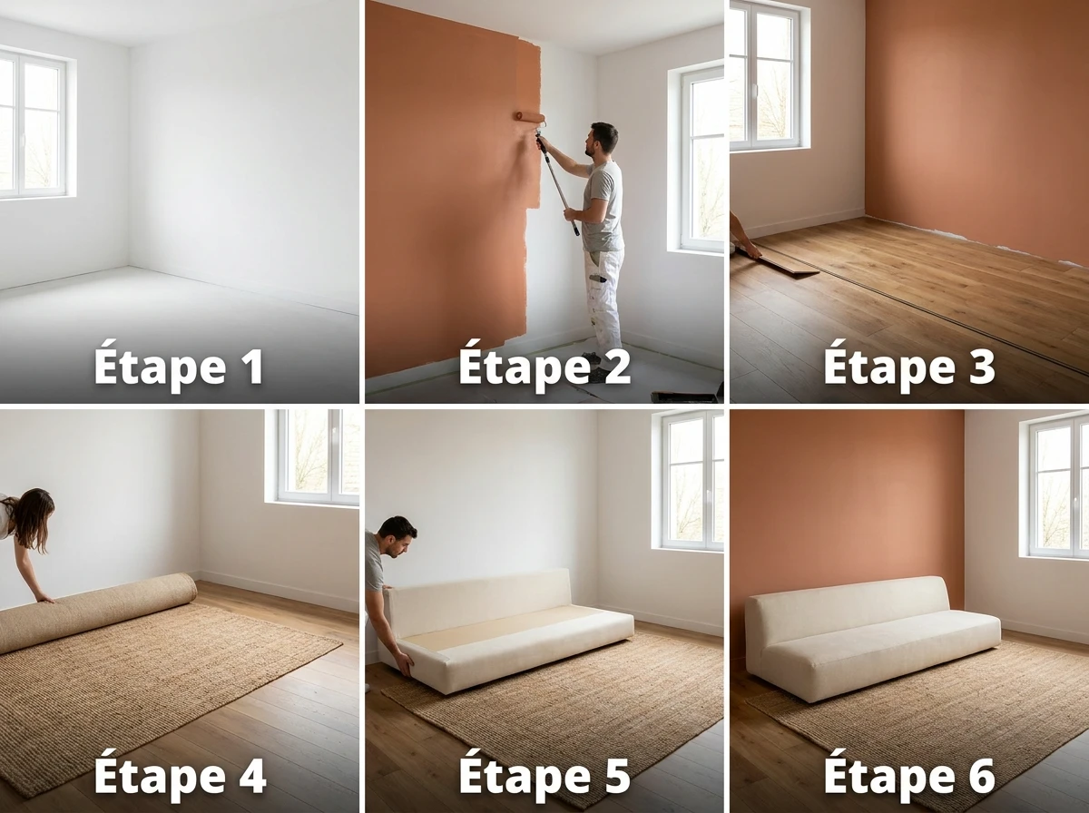 Étape - Poser la base : palette de couleurs et fond de la pièce