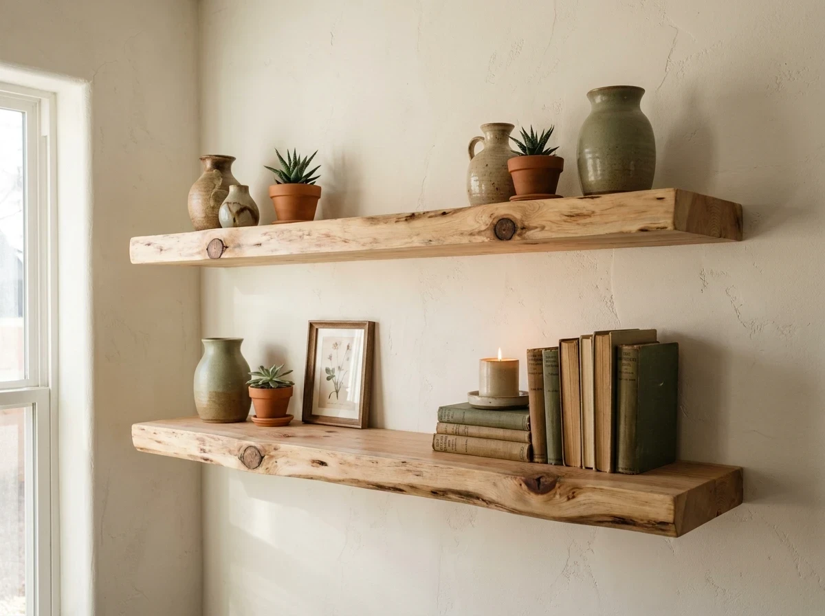 Habiller les Murs avec des Étagères en Bois Brut