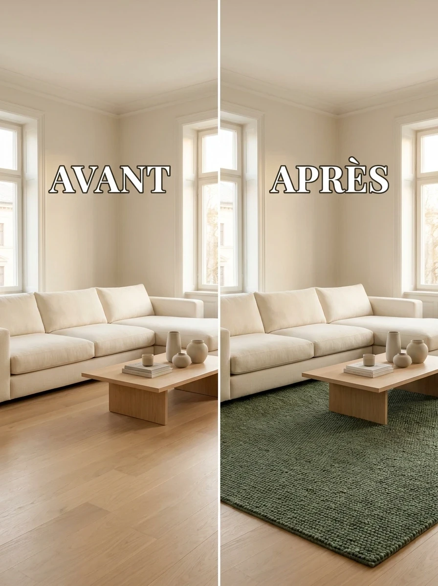 Intégrer un Tapis Vert dans un Salon aux Tons Neutres