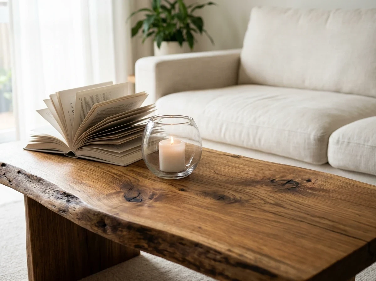 Intégrer une Table Basse en Bois Massif Brut