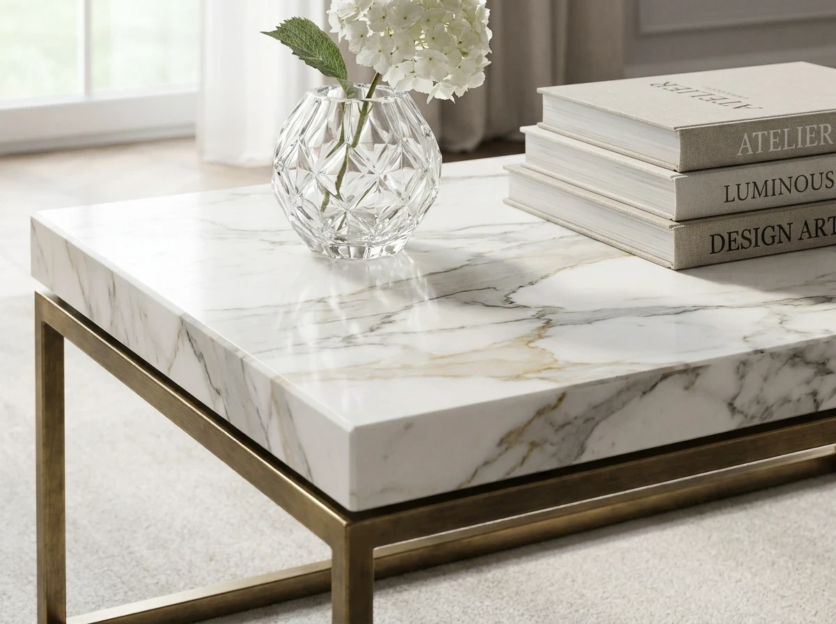 Intégrer une Table Basse en Marbre ou Marbre Effet