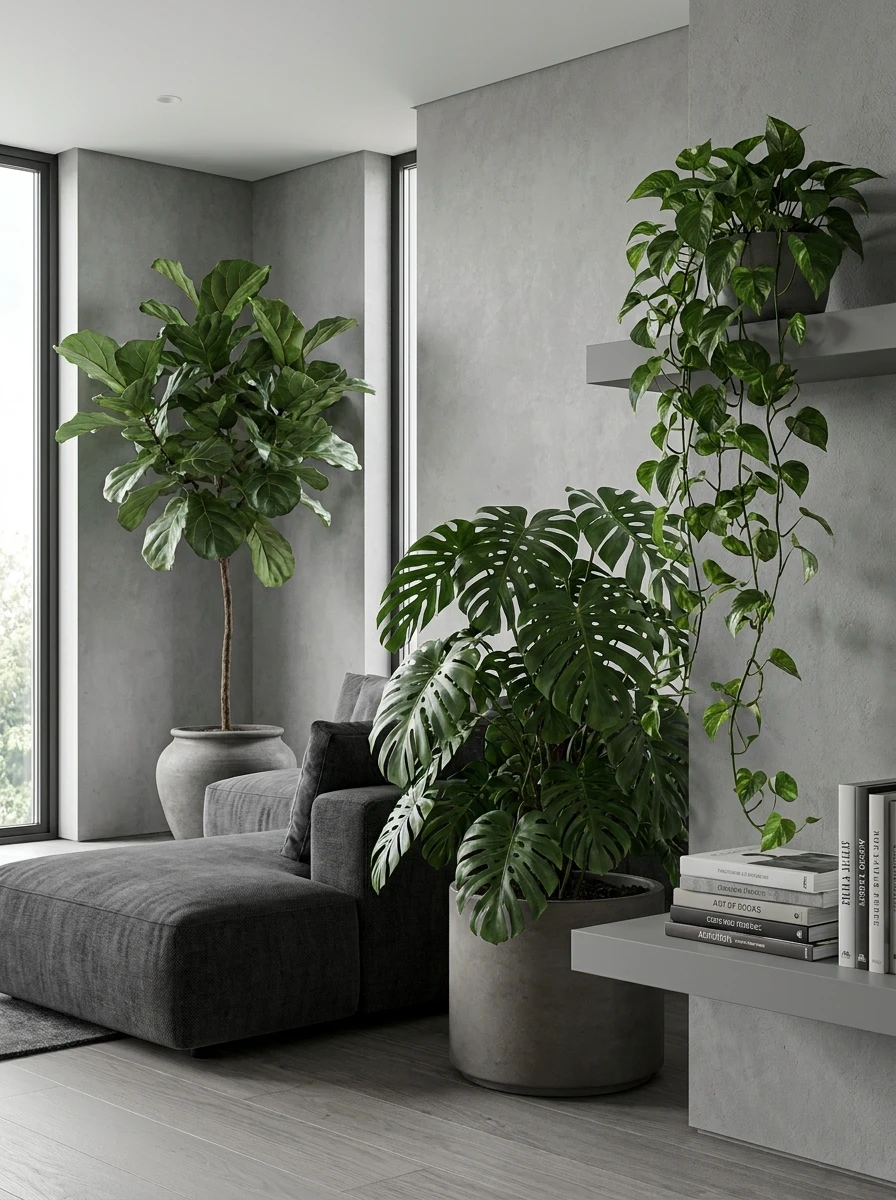 Introduire des Plantes Vertes Volumineuses pour le Contraste Vital