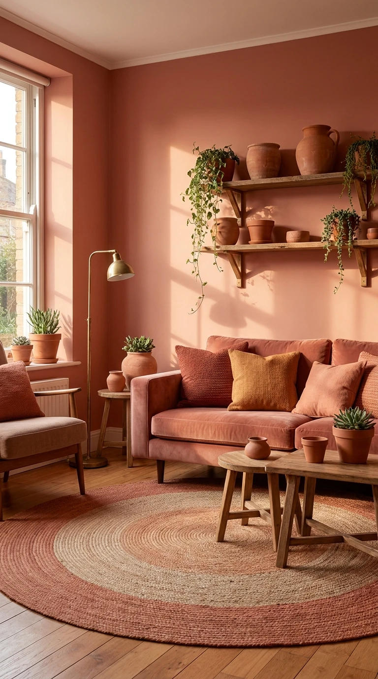 Introduire le Rose Terracotta pour un Salon Coloré Chaleureux