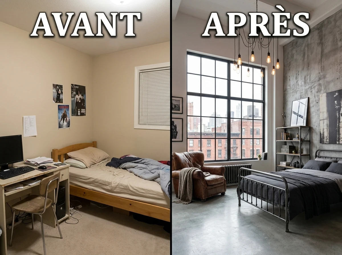 La chambre style loft new-yorkais