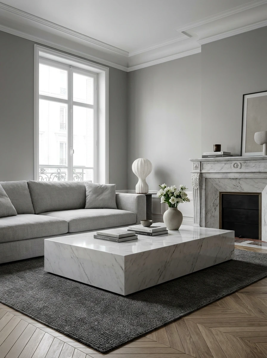 La Table Basse En Marbre Blanc