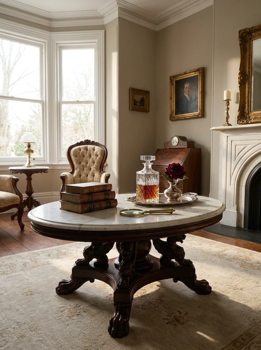 La table basse : marbre ou bois sculpté