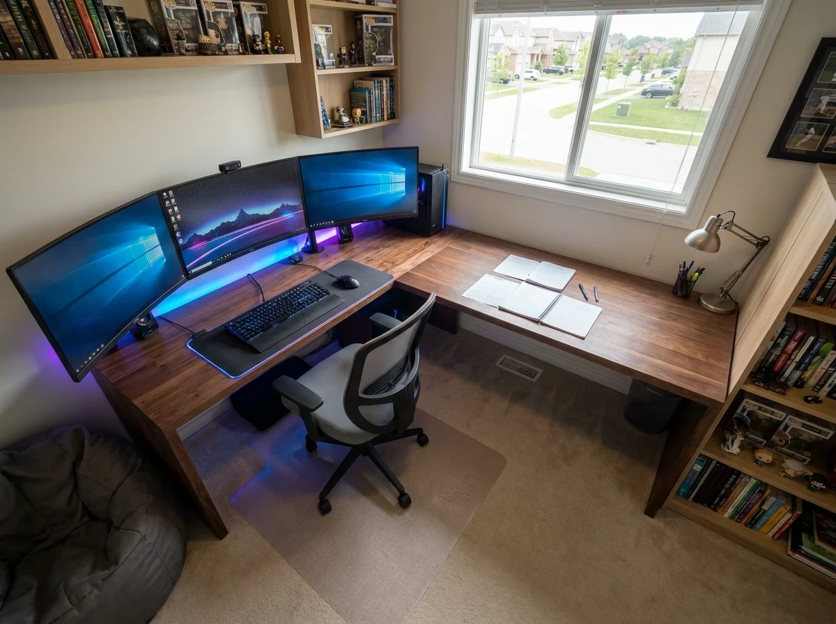 Le bureau en angle pour maximiser la surface de travail