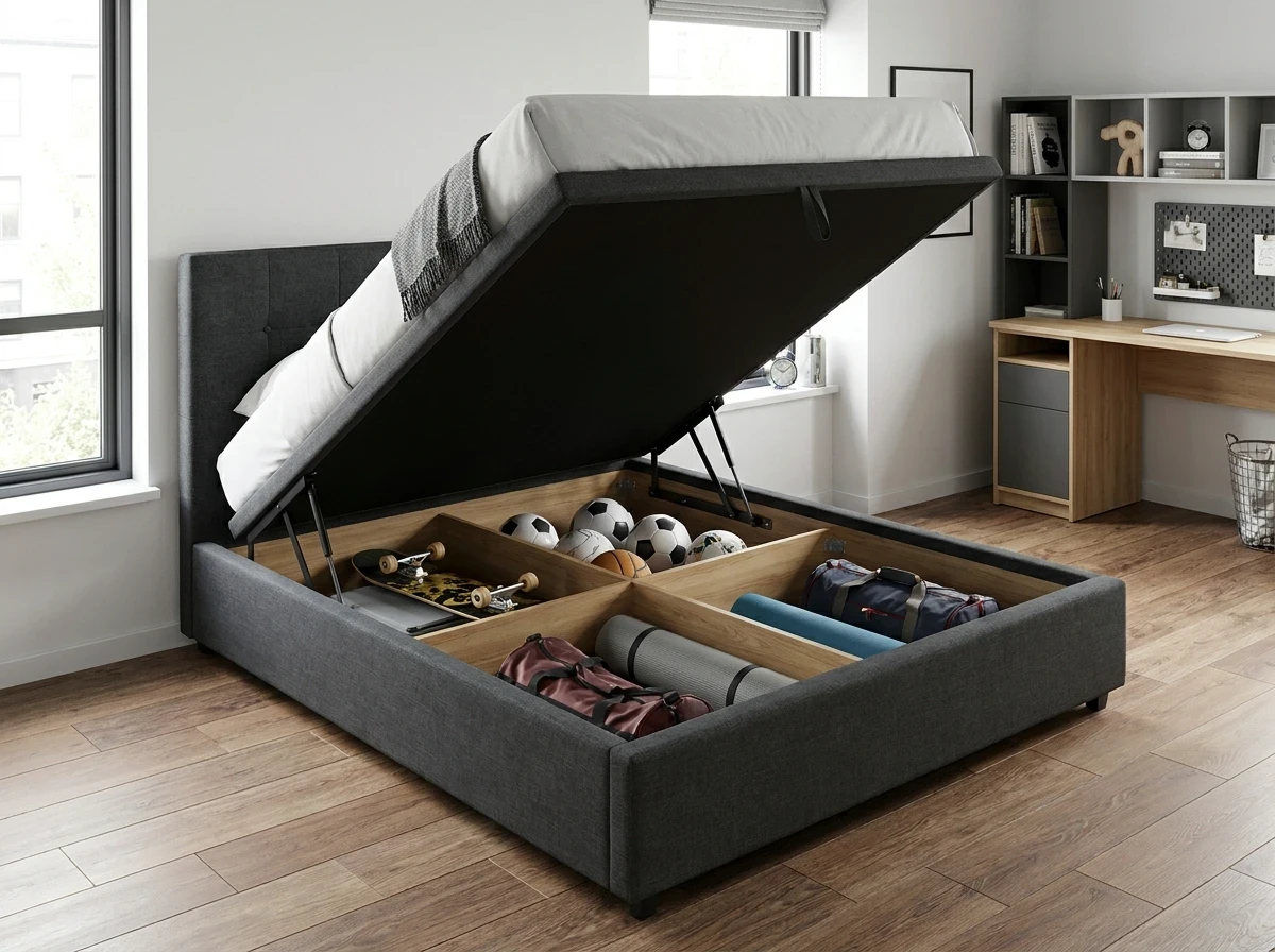 Le lit coffre pour ranger les affaires de sport