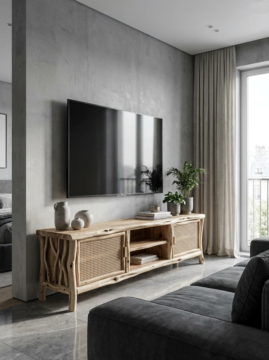 Le Meuble TV En Bois Flotté Ou Rotin