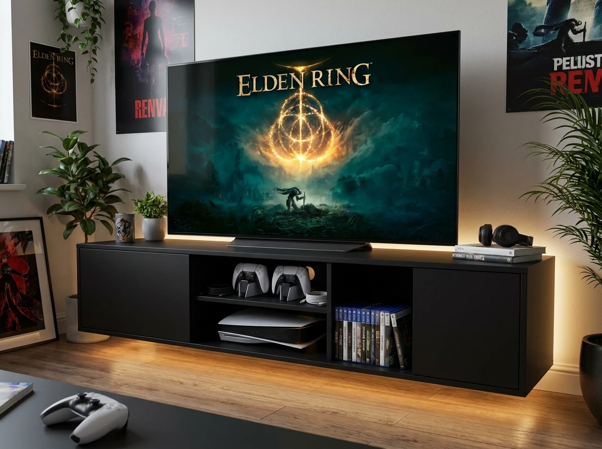 Le meuble TV gaming organisé