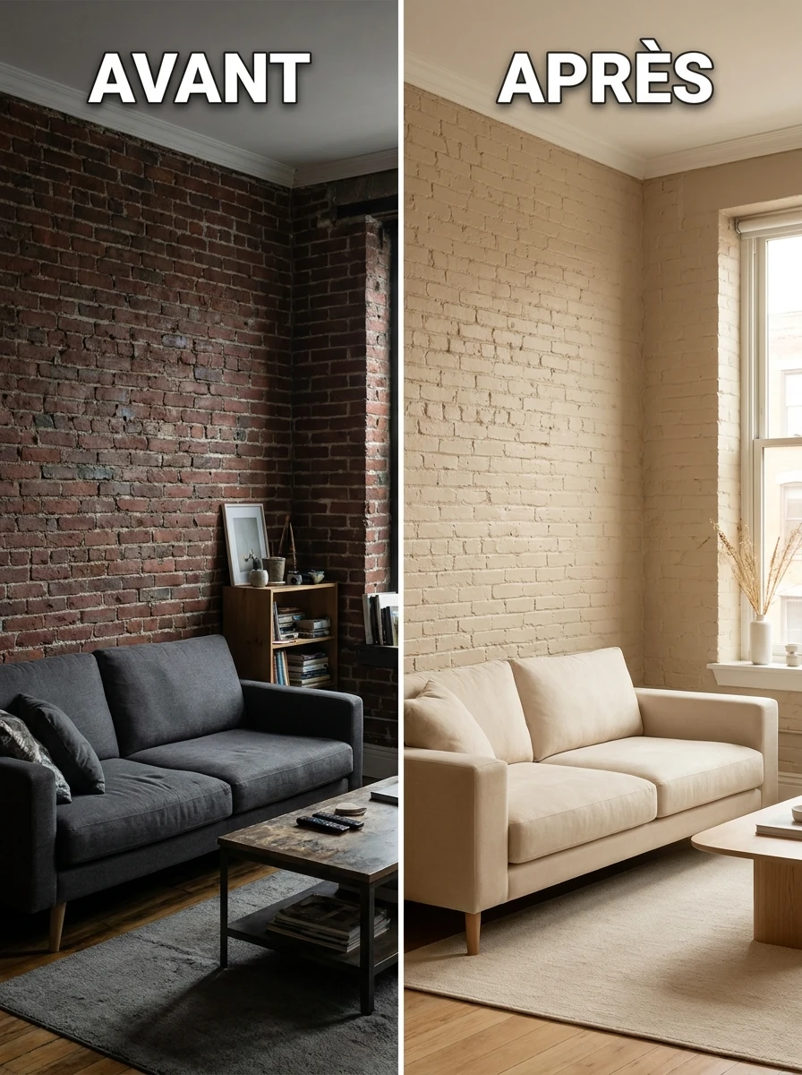Le Mur En Brique Peint En Beige