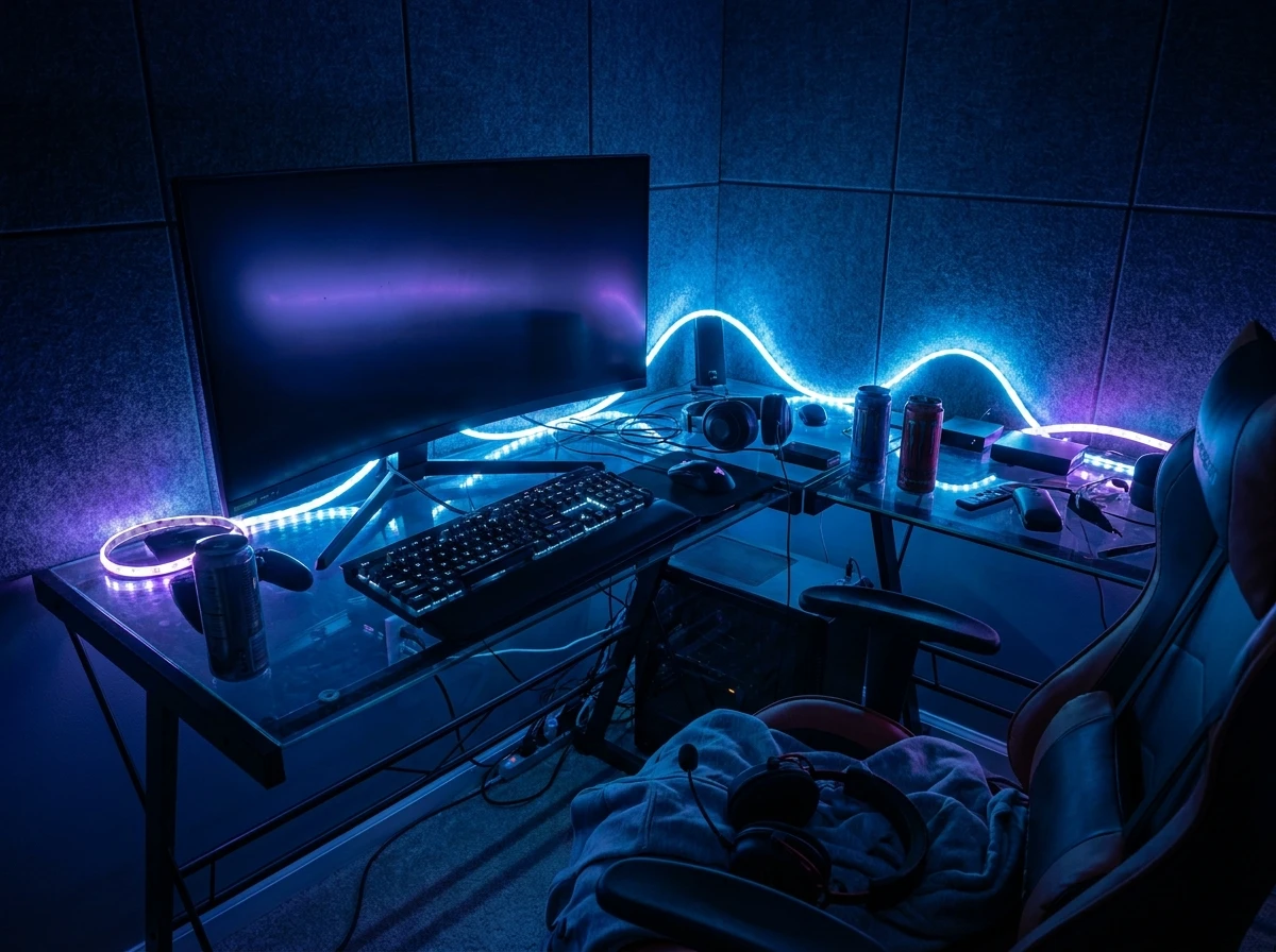 Le mur LED RGB derrière le bureau