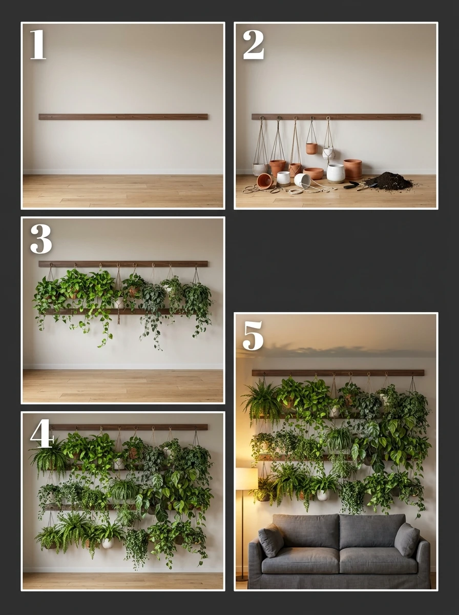 Le Mur Végétal ou la Cascade de Plantes Suspendues