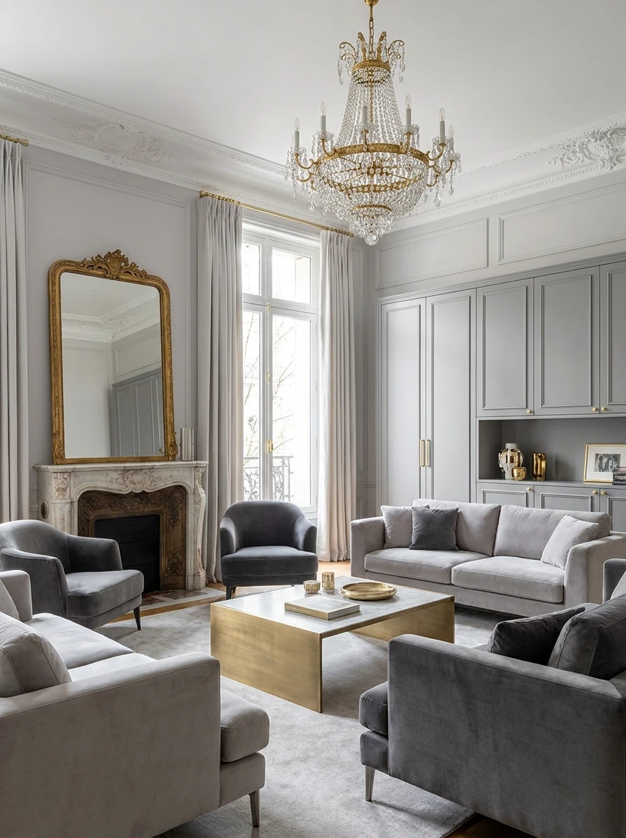 Le Salon Gris Avec Des Touches D'Or