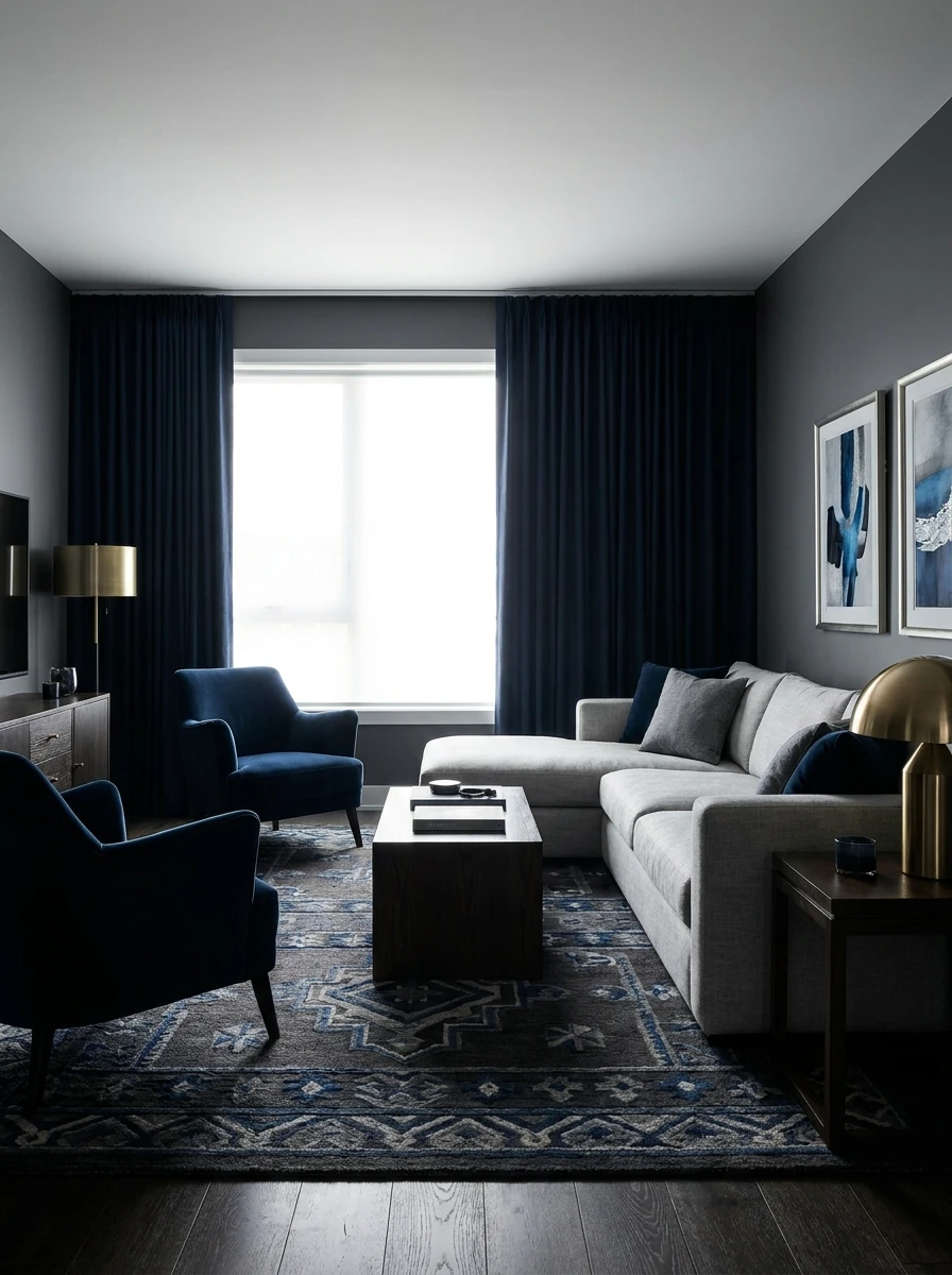 Le Salon Gris Et Bleu Nuit