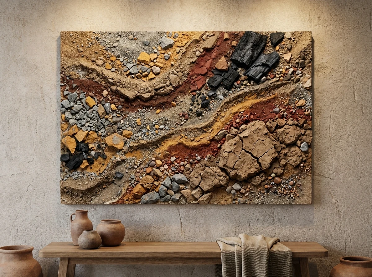 Le Tableau Abstrait aux Matières Naturelles