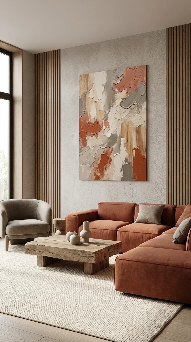 Le Tableau Abstrait dans les Tons du Salon la Cohérence