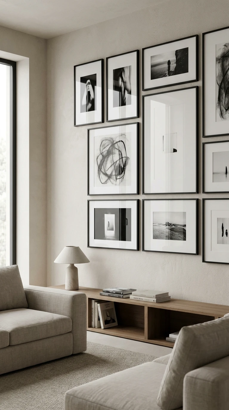 Le Tableau Encadré en Noir Mat le Style Contemporain