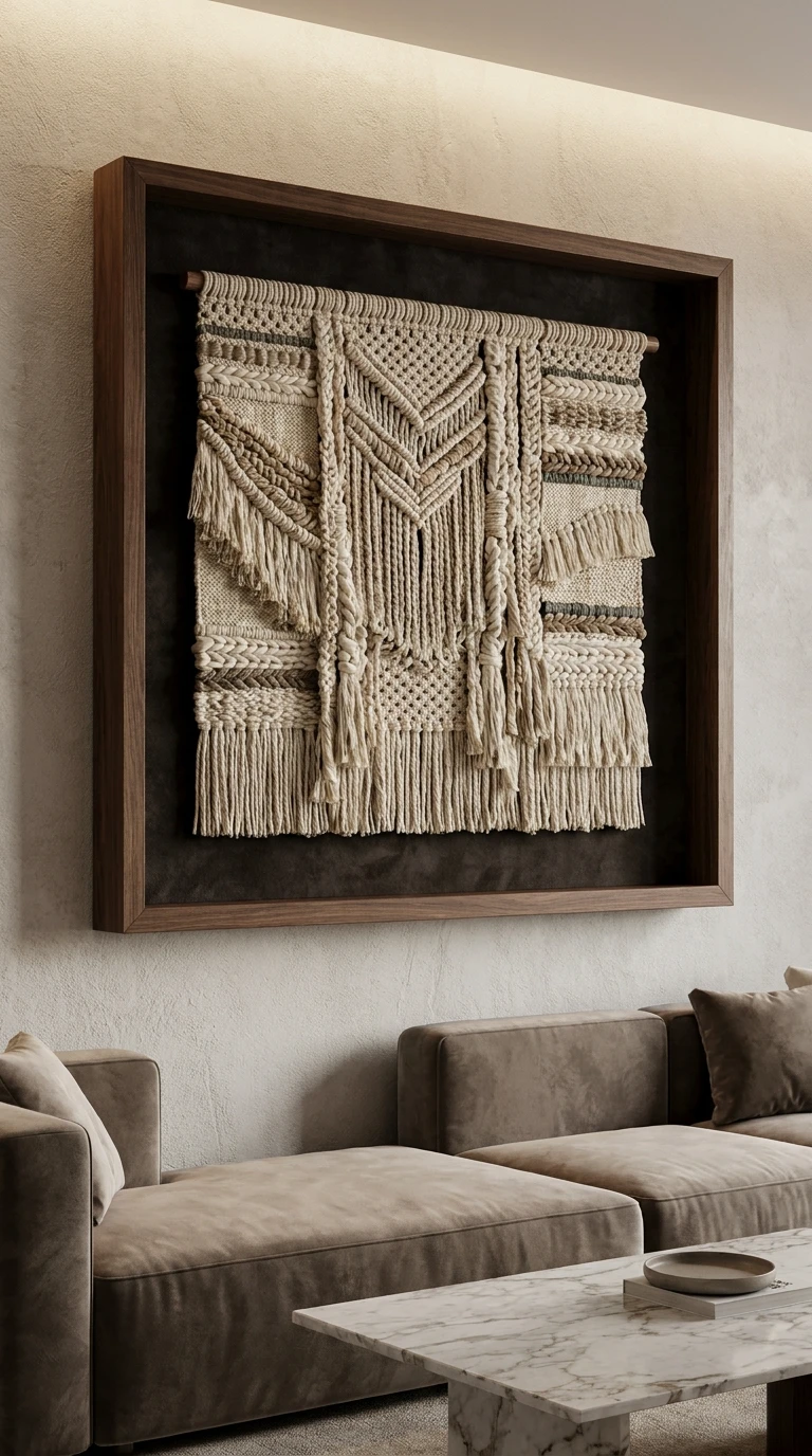 Le Tableau Textile Encadré la Richesse des Matières