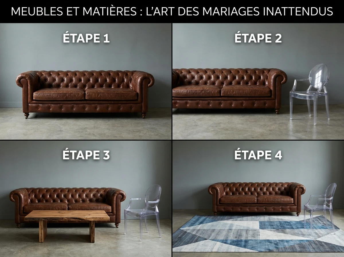 Meubles et Matières : L'Art des Mariages Inattendus