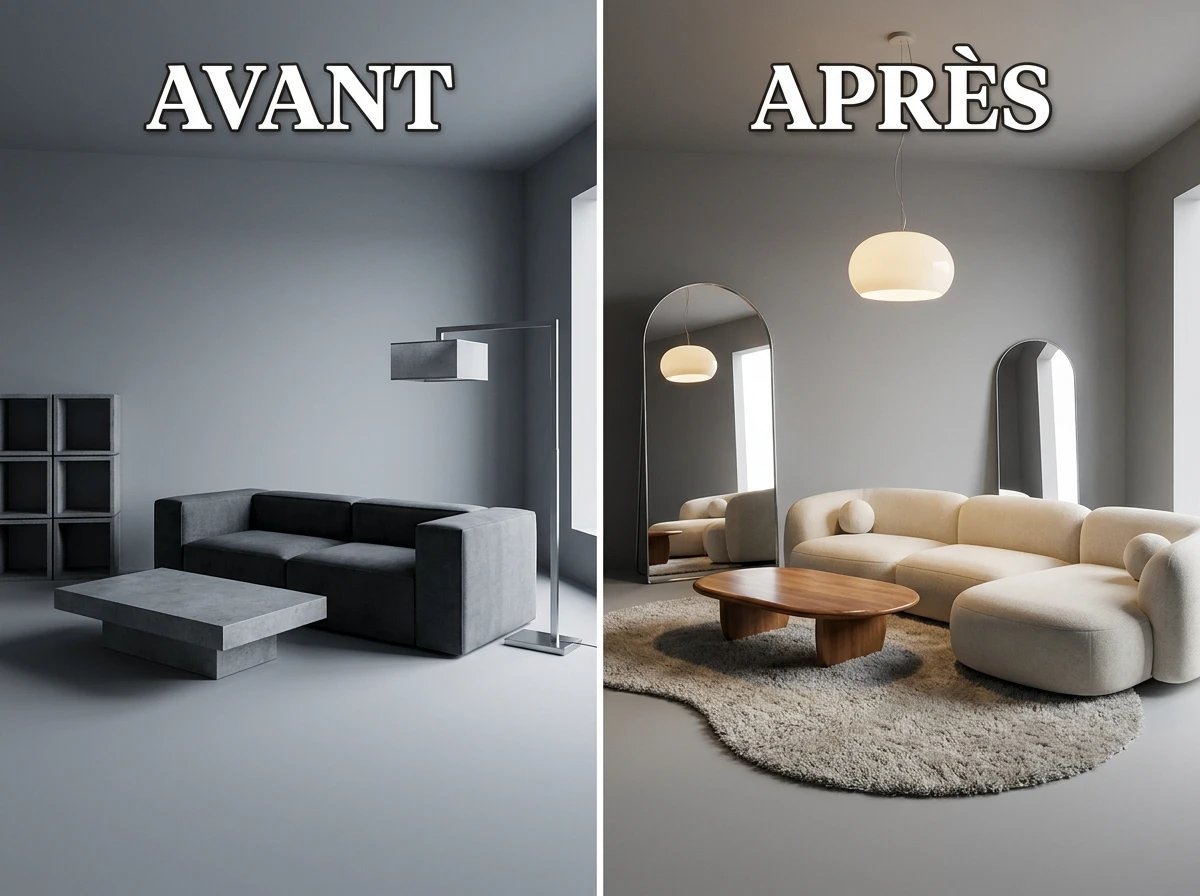 Opter pour des Meubles aux Lignes Courbes dans un Salon Gris