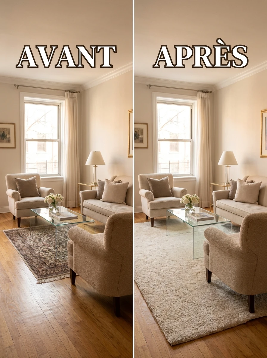 Opter pour un Grand Tapis Même dans un Petit Salon