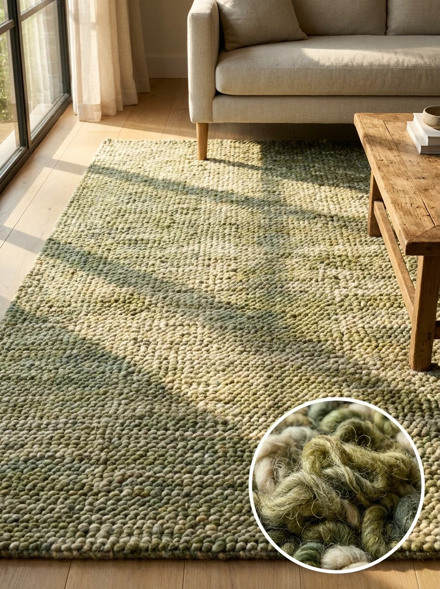 Poser un Tapis en Laine aux Tons Végétaux